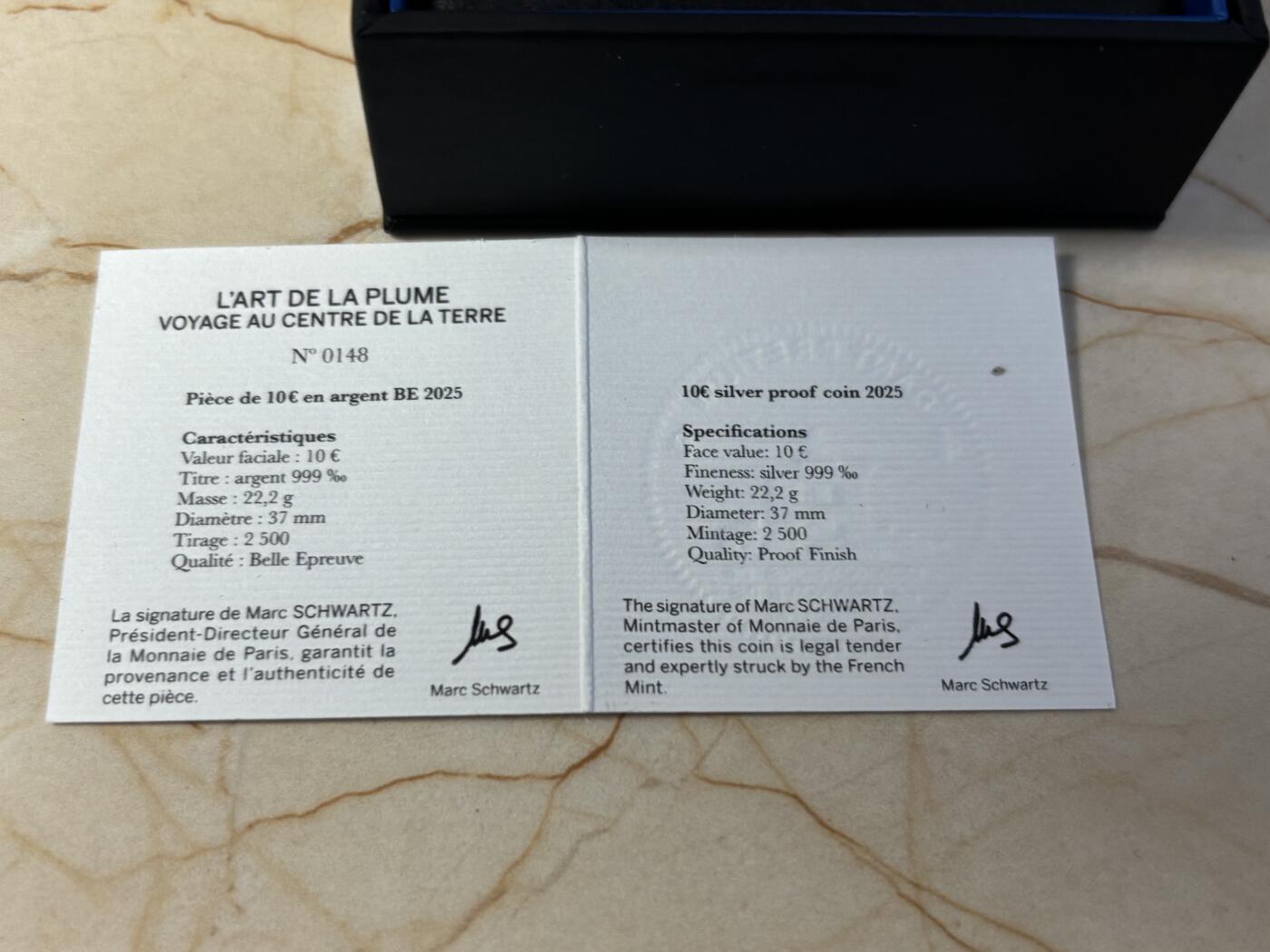 第186期拍卖 法国2025年儒勒凡尔纳120周年地心游记10欧元纪念银币，999银，22.2克，发行2500枚