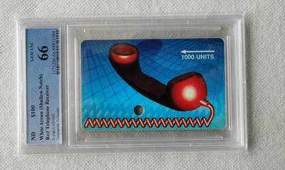 【琪哥网】评级磁卡综合场(117） - 【PCGS66】新加坡红听筒打孔卡一枚