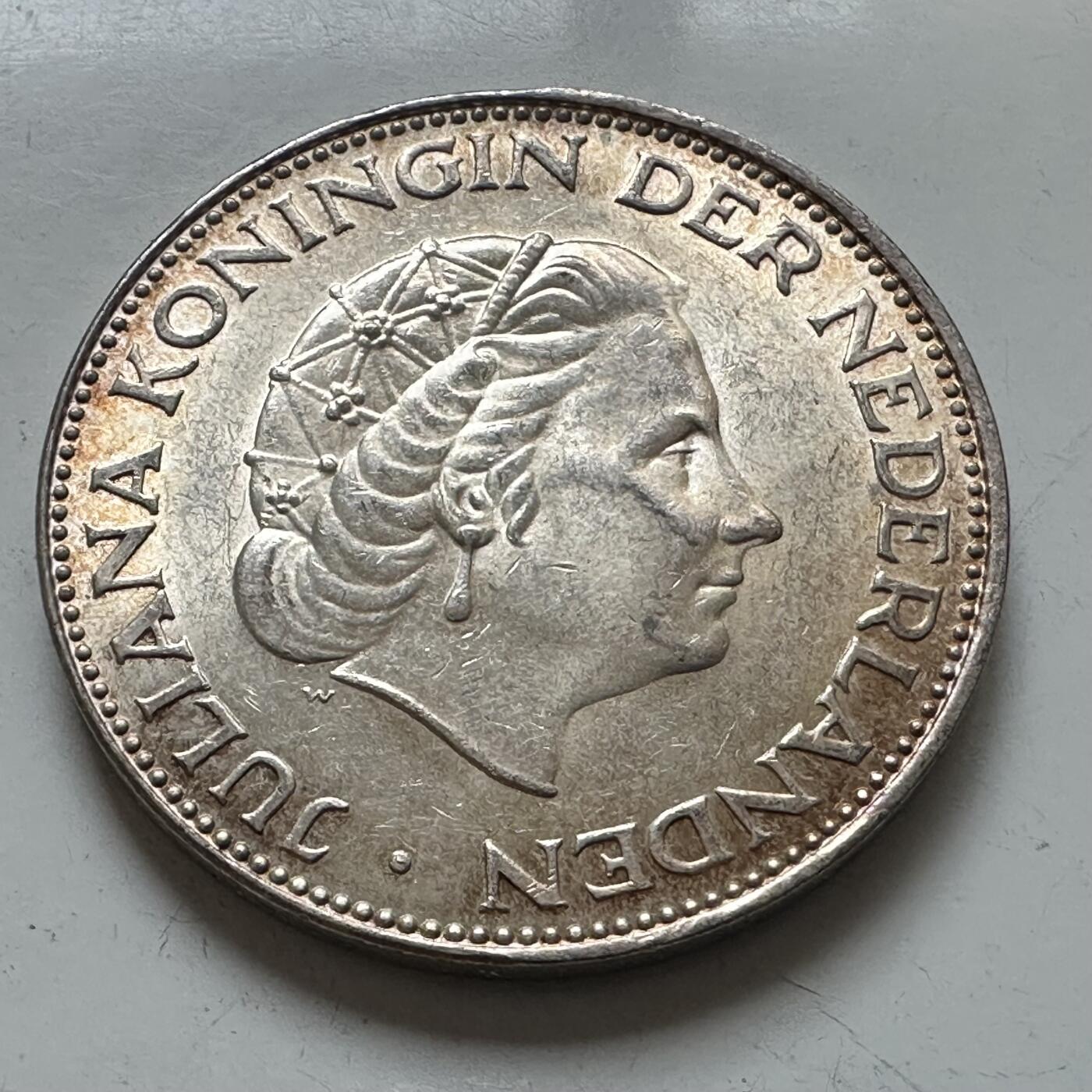 🌹外币初藏🌹🐯2025年第141场  每周二四六晚8️⃣点 接代拍 荷兰1961年2.5盾银币 15克 72%银