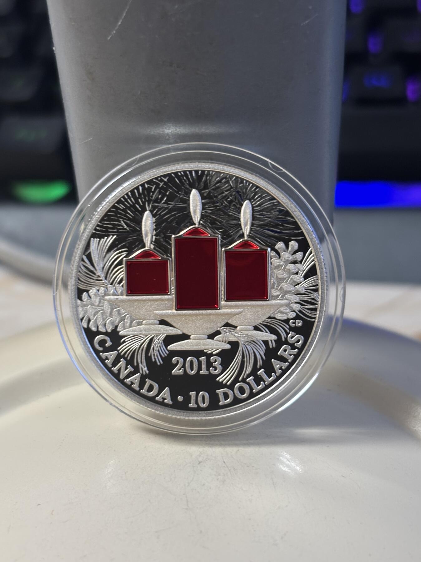 第186期拍卖 加拿大2013年蜡烛彩色纪念银币，9999银，15.87克，发行10000枚