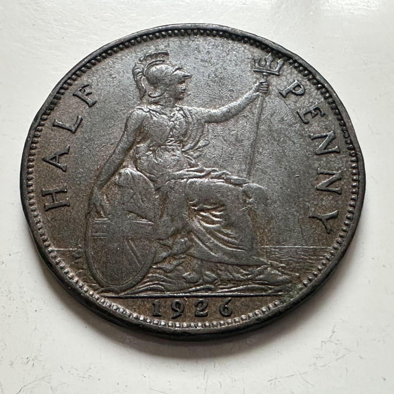 🌹外币初藏🌹🐯2025年第141场  每周二四六晚8️⃣点 接代拍 英国1926年半便士铜币