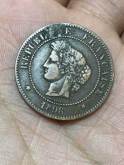 2025年第一百三十六场(总第一百六十二场）外国好品纸夹散币场(免佣金) - 流通好品–法兰西第三共和国1898年5生丁(首版关门年，A标巴黎造)