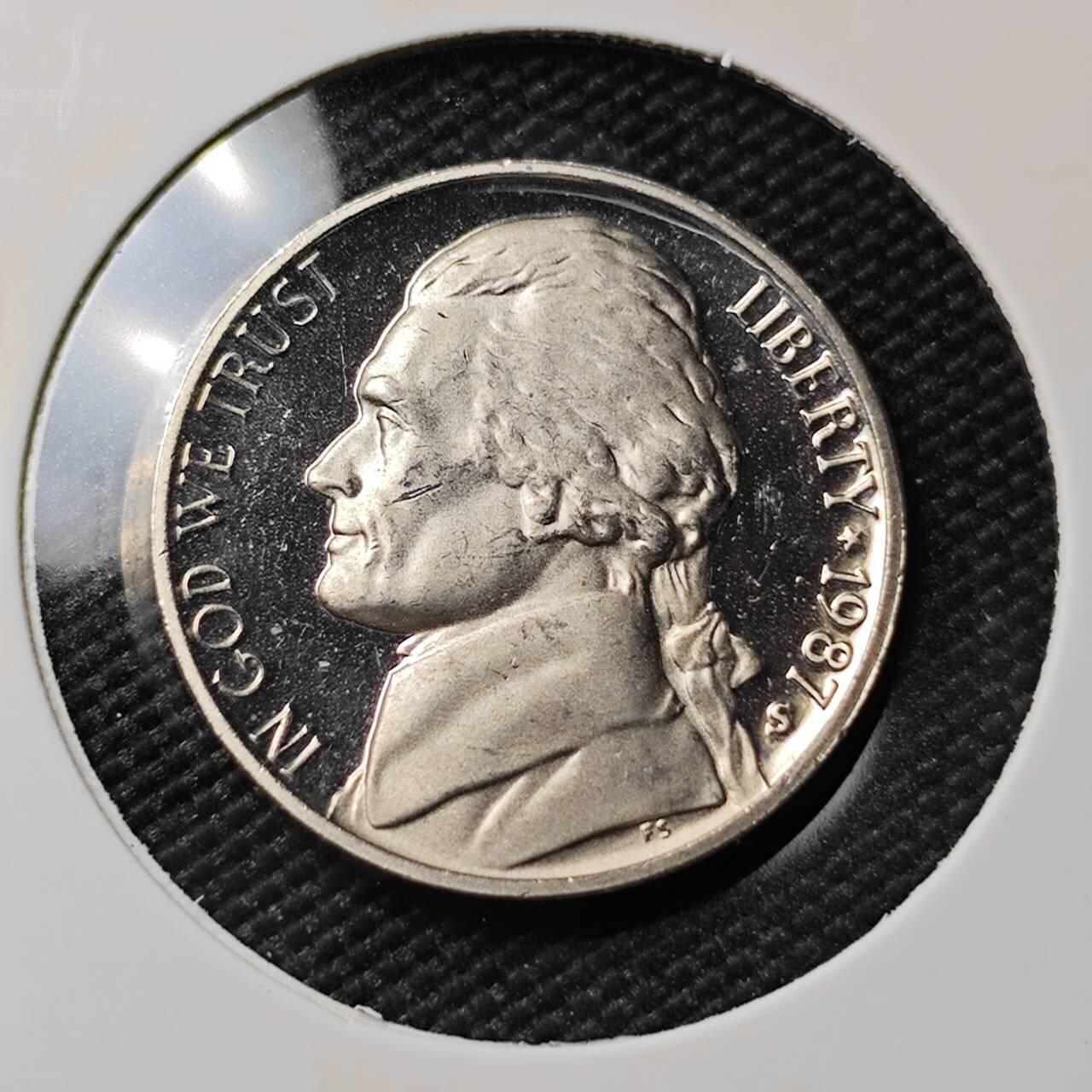 KK钱币收藏小铺 第380期  2月预留时间 周末发货  1987美国5分精制币