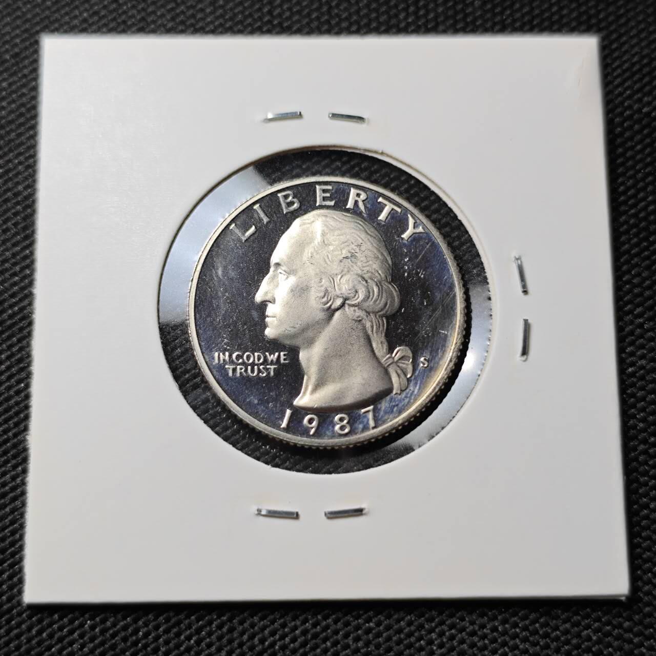 KK钱币收藏小铺 第380期  2月预留时间 周末发货  1987美国25分精制币