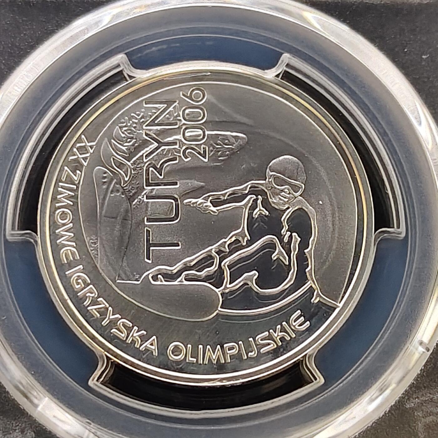 【全场包邮】纯粹捡漏拍487场（免费代拍第24场） 波兰2006年10兹洛提都灵冬奥会单板滑雪精制纪念银币-PCGS PR67 DCAM