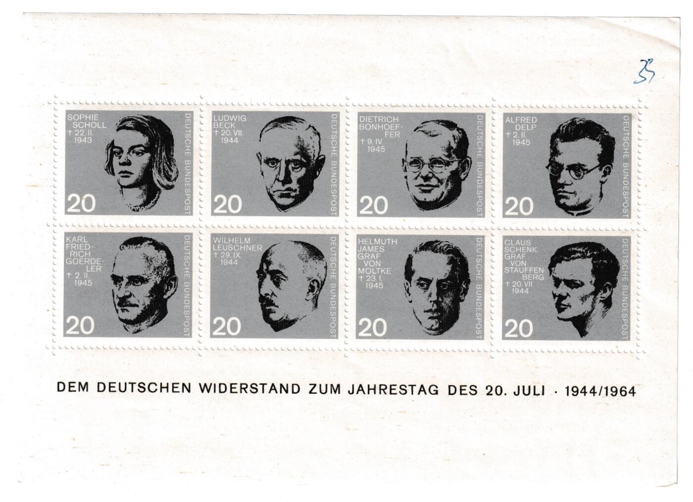 【良泉】【元旦直播场】1月1日晚19.30点开拍！208组西方古代钱币、日本朝鲜花钱 1964年【西德】抵抗运动20周年。 反抗阿道夫XXX运动中的关键人物