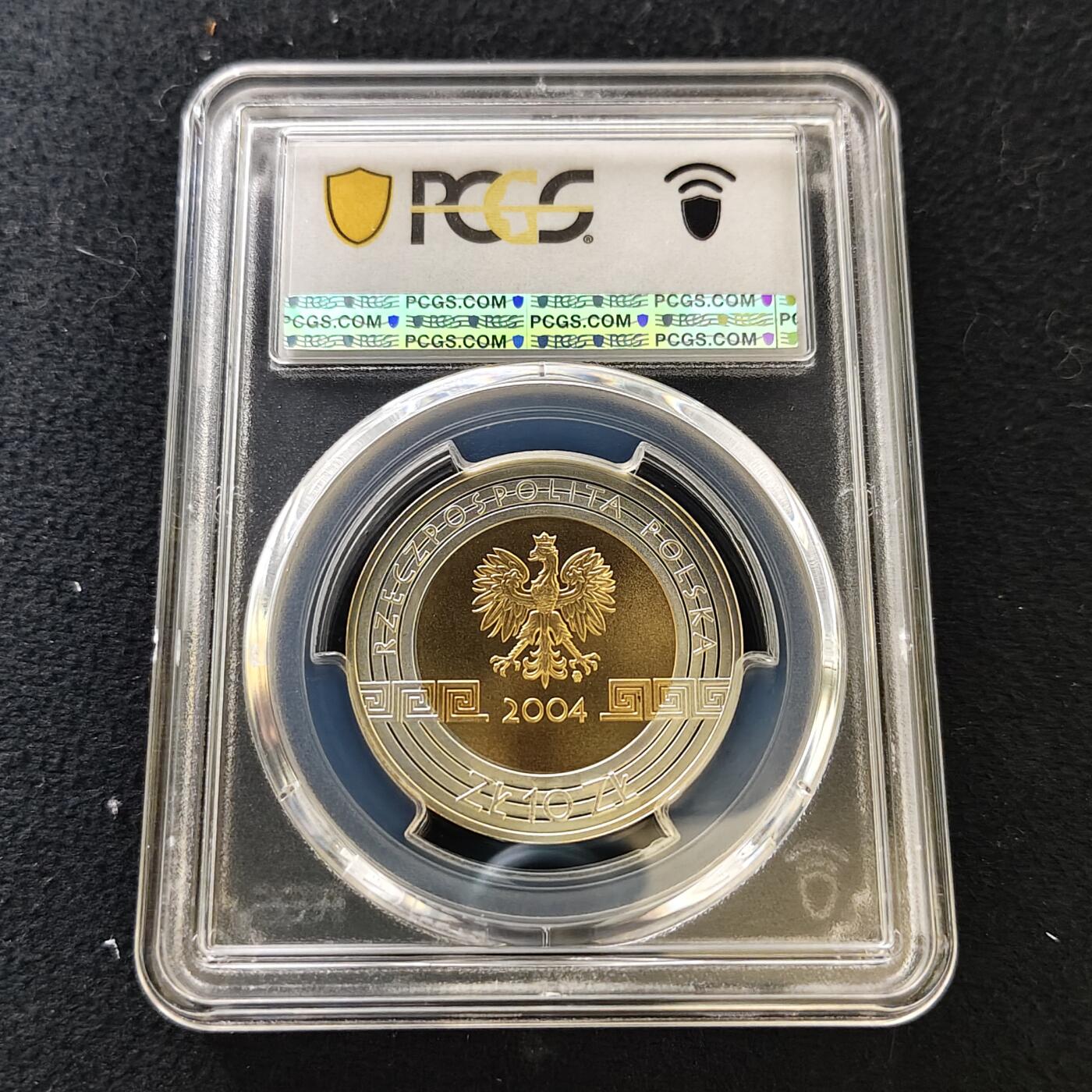 【全场包邮】纯粹捡漏拍487场（免费代拍第24场） 波兰2004年10兹洛提雅典奥运会精制局部镀金纪念银币-PCGS PR68 DCAM