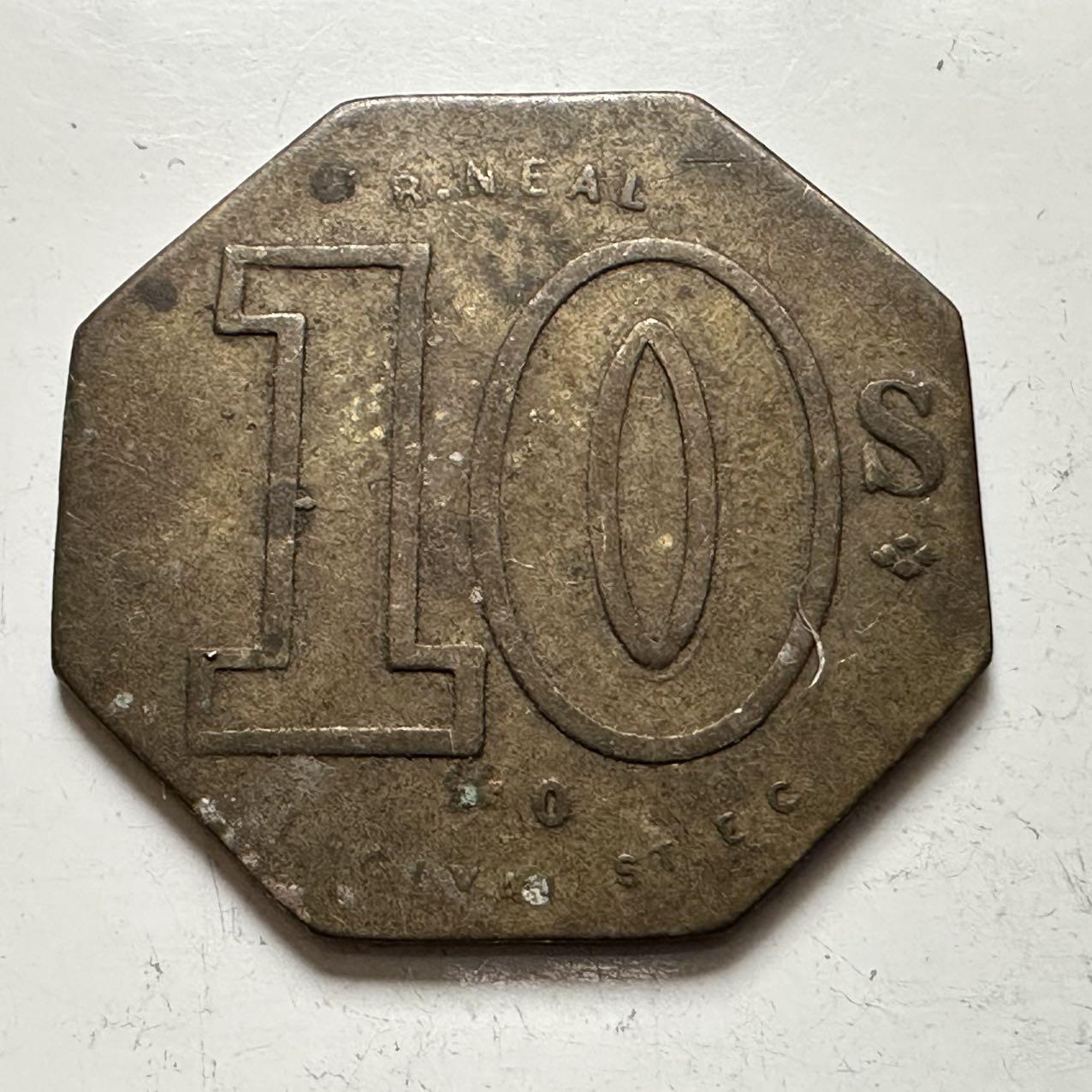 🌹外币初藏🌹🐯2025年第141场  每周二四六晚8️⃣点 接代拍 英国伦敦博罗市场上世纪初期10先令代用币 30毫米