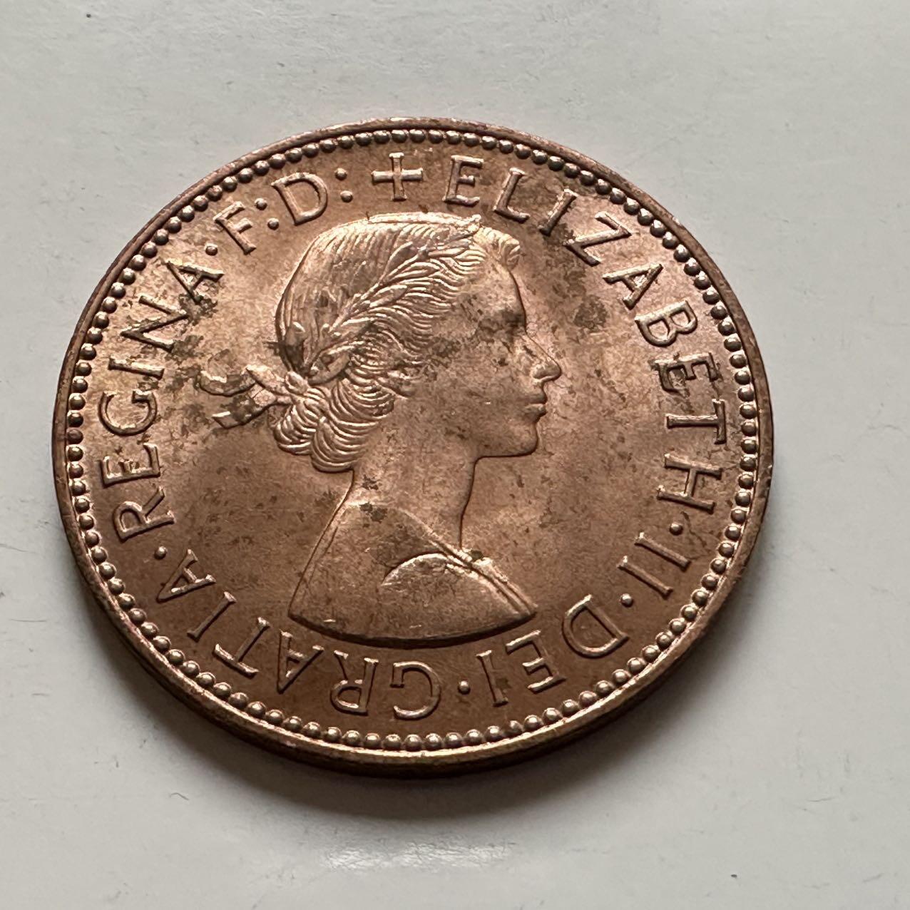 🌹外币初藏🌹🐯2025年第141场  每周二四六晚8️⃣点 接代拍 英国1966年半便士铜币 b