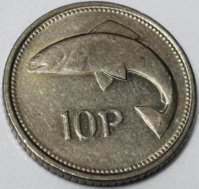 文馨钱币收藏第 285 场，【 长期接收代拍品】银币，评级币，散币场 - 好品 1994 年爱尔兰 10 便士