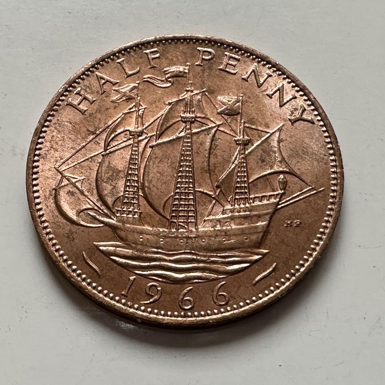 🌹外币初藏🌹🐯2025年第141场  每周二四六晚8️⃣点 接代拍 英国1966年半便士铜币 b