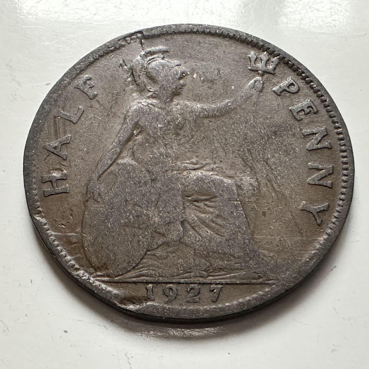 🌹外币初藏🌹🐯2025年第141场  每周二四六晚8️⃣点 接代拍 英国1927年半便士铜币