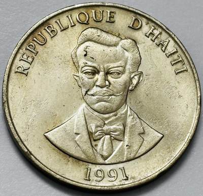 文馨钱币收藏第 285 场，【 长期接收代拍品】银币，评级币，散币场 - 1991 年海地 50 分，第三版关门年 28.9mm