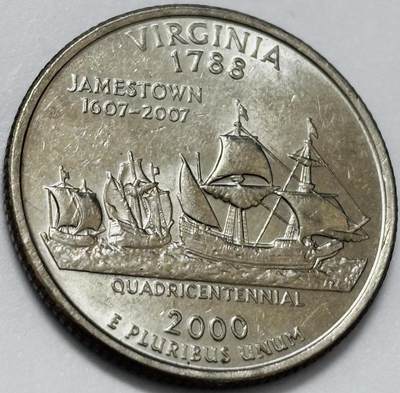 文馨钱币收藏第 285 场，【 长期接收代拍品】银币，评级币，散币场 - 好品 2000 年美国 25 美分纪念币