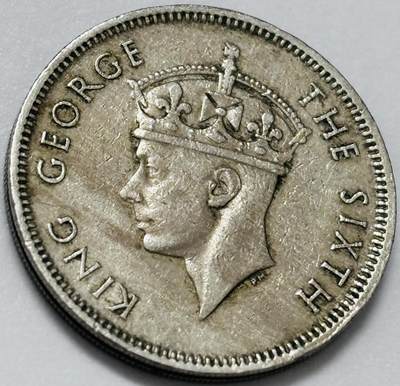 文馨钱币收藏第 285 场，【 长期接收代拍品】银币，评级币，散币场 - 1951 年英属香港乔治六世时期 5 毫，独年份