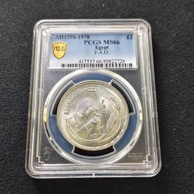 【全场包邮】纯粹捡漏拍487场（免费代拍第24场） - 【收藏级】埃及1978年1镑FAO全民培训纪念银币-PCGS MS66（更高分8枚）
