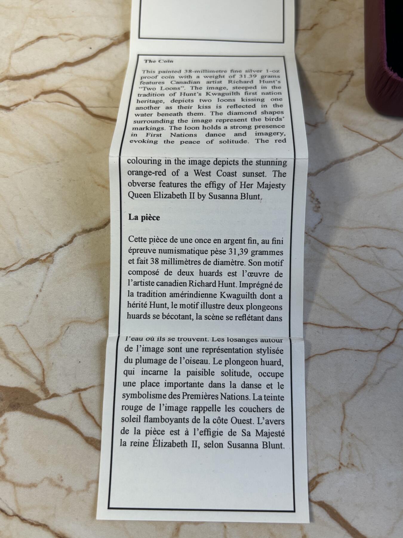 第186期拍卖 加拿大2012彩印潜水鸟标志性加元发行25周年1盎司银币，9999银，发行10000枚