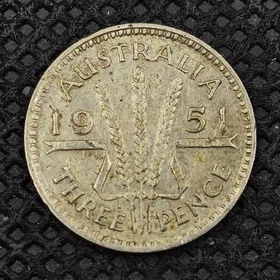 【淘币小摊】限时拍第八百三十二拍  散币场  满百包邮可预留两周  周一统一发货  -   澳大利亚1951年乔治六世3便士银币