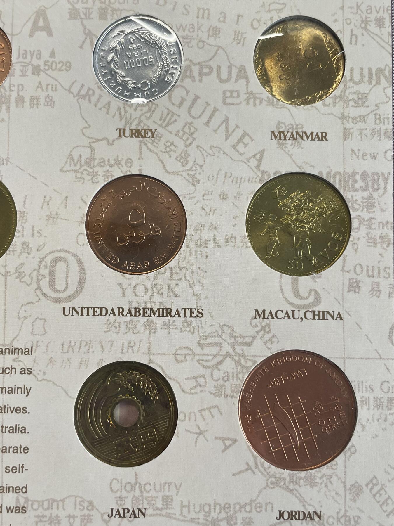 回流1215 中国钱币公司2000年发行 世界贸易组织120个成员国硬币 小日本2002年3000元购于北京通州邮政局集邮门市部（附收据）