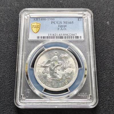 【全场包邮】纯粹捡漏拍487场（免费代拍第24场） - 埃及1980年1镑FAO妇女年改善农村妇女的条件纪念银币-PCGS MS65