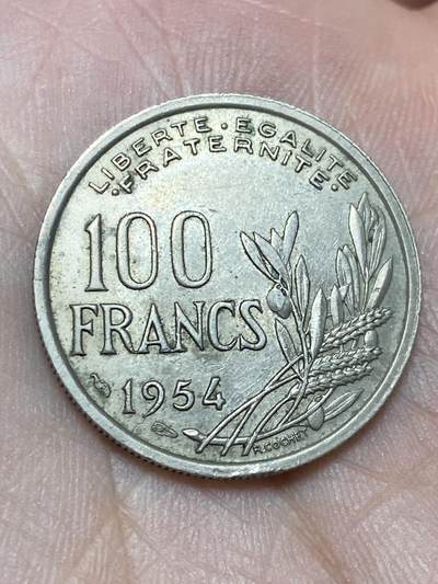 2025年第一百三十六场(总第一百六十二场）外国好品纸夹散币场(免佣金) - 法兰西第四共和国1954年100法郎(首发年)
