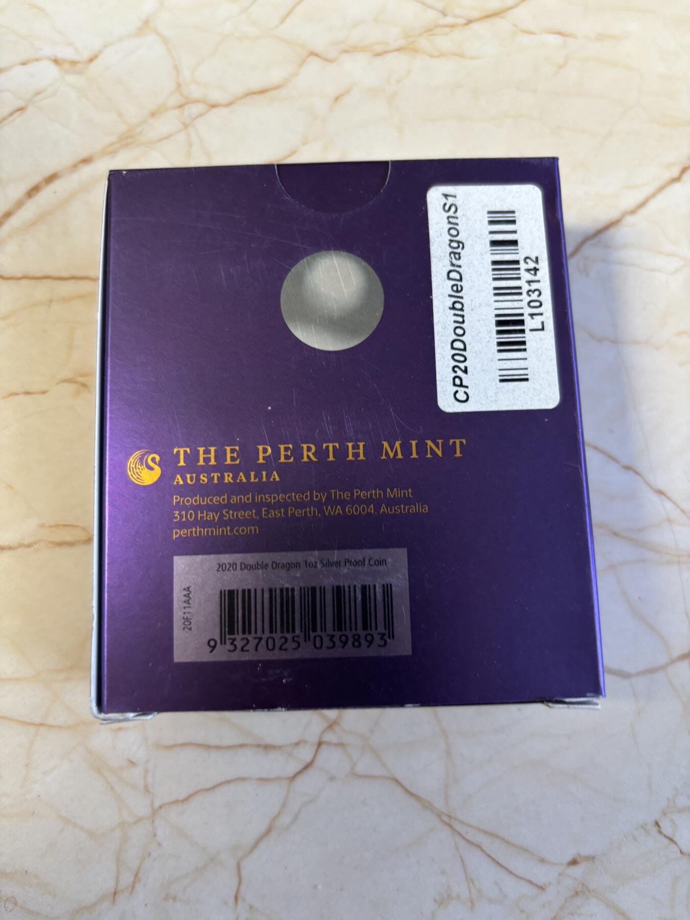 第186期拍卖 澳大利亚2020年双龙戏珠1盎司精制纪念银币，9999银，发行2500枚