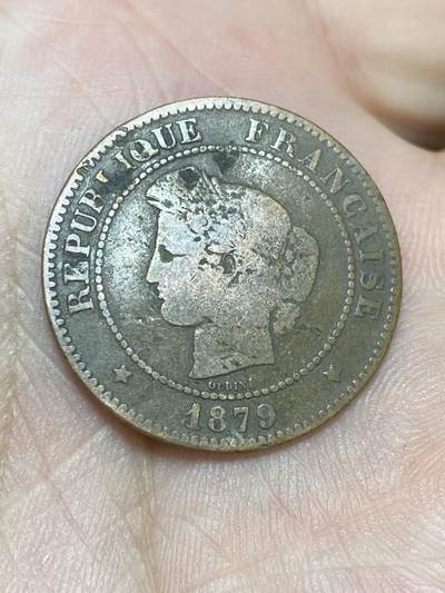 2025年第一百三十六场(总第一百六十二场）外国好品纸夹散币场(免佣金) - 法兰西第三共和国1879年5生丁(首版，A标巴黎造)
