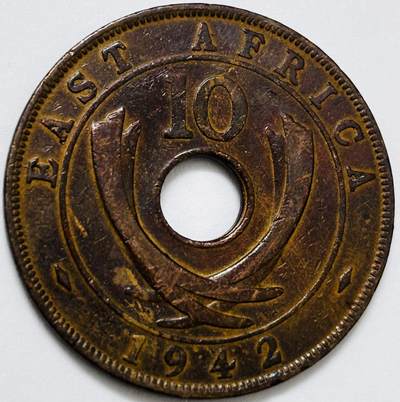 文馨钱币收藏第 285 场，【 长期接收代拍品】银币，评级币，散币场 - 少见 1942 年英属东非乔治六世 10 分大铜币，第二版首发年