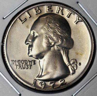 文馨钱币收藏第 285 场，【 长期接收代拍品】银币，评级币，散币场 - 原光品相 1972 年美国华盛顿 25 美分 S 版，第一版