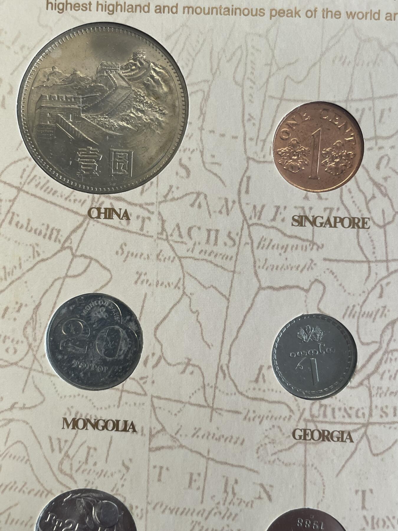 回流1215 中国钱币公司2000年发行 世界贸易组织120个成员国硬币 小日本2002年3000元购于北京通州邮政局集邮门市部（附收据）