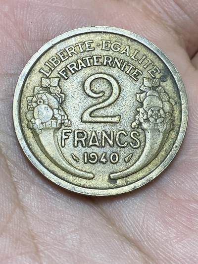 2025年第一百三十六场(总第一百六十二场）外国好品纸夹散币场(免佣金) - 法兰西第三共和国1940年2法郎(第四版)