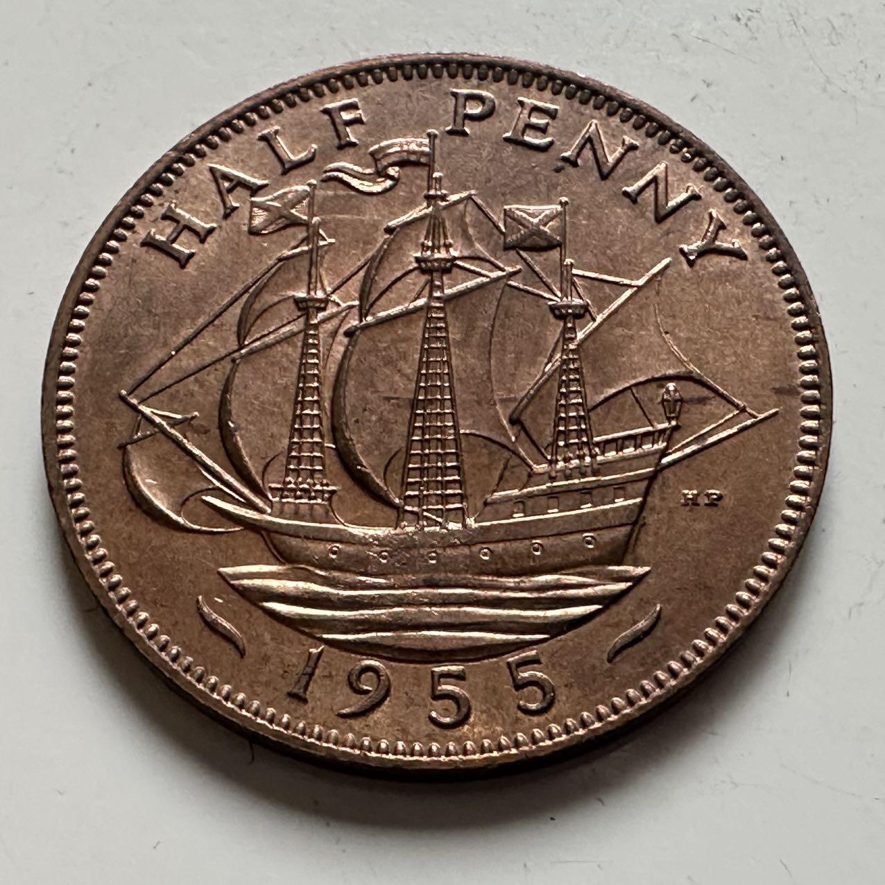 🌹外币初藏🌹🐯2025年第141场  每周二四六晚8️⃣点 接代拍 英国1955年半便士铜币 a