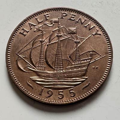 🌹外币初藏🌹🐯2025年第141场  每周二四六晚8️⃣点 接代拍 - 英国1955年半便士铜币 a