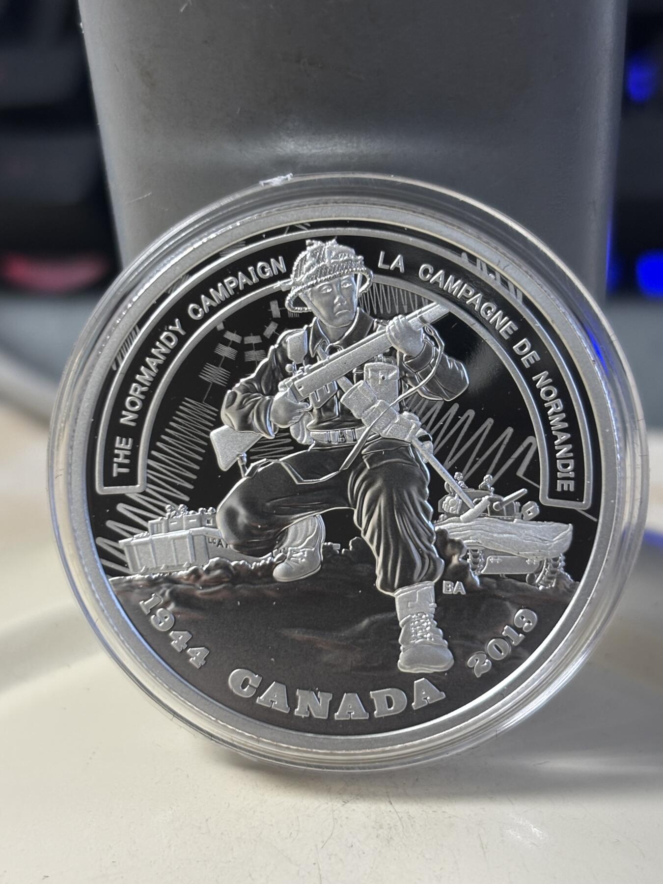 第186期拍卖 加拿大2019年二战前线系列7诺曼底战役1盎司银币，9999银，发行7500枚