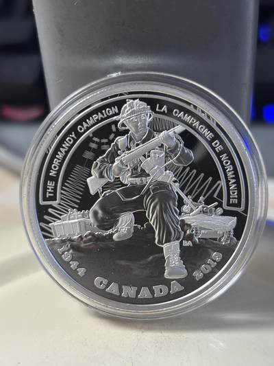 第186期拍卖 - 加拿大2019年二战前线系列7诺曼底战役1盎司银币，9999银，发行7500枚