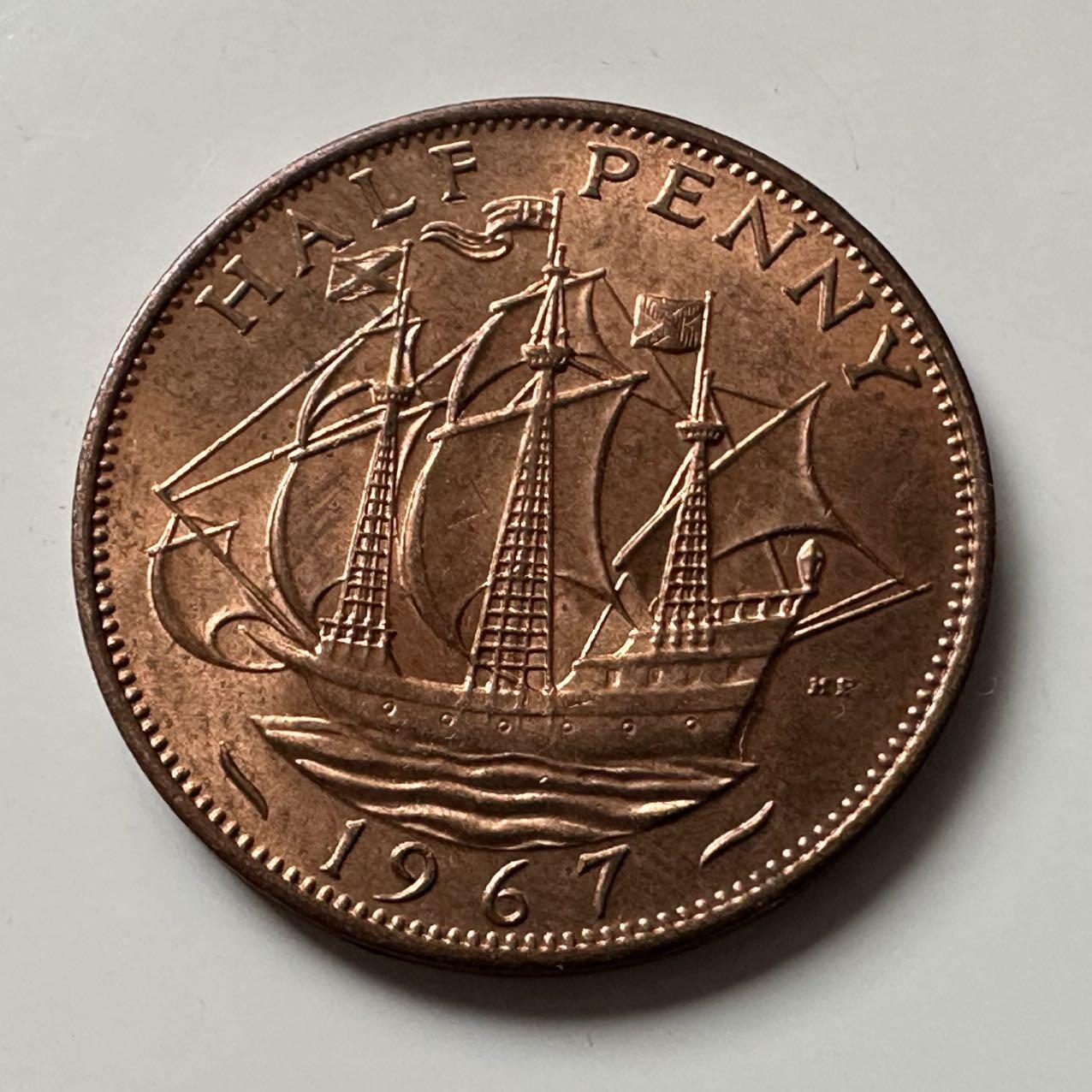 🌹外币初藏🌹🐯2025年第141场  每周二四六晚8️⃣点 接代拍 英国1967年半便士铜币 