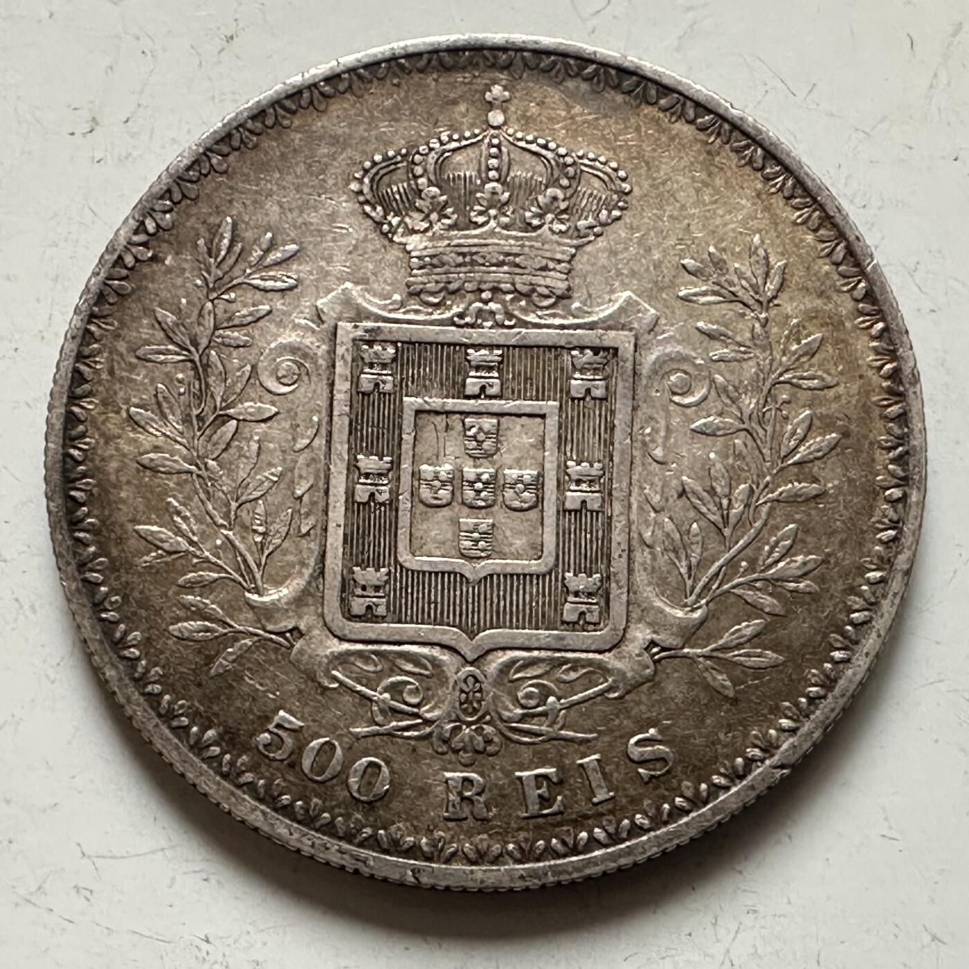 🌹外币初藏🌹🐯2025年第141场  每周二四六晚8️⃣点 接代拍 葡萄牙1898年500瑞斯银币 12.5克91.7%银