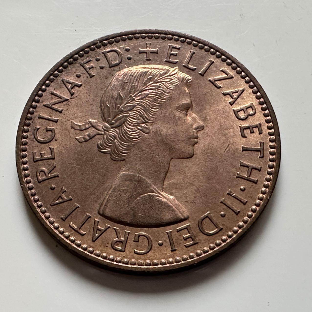 🌹外币初藏🌹🐯2025年第141场  每周二四六晚8️⃣点 接代拍 英国1955年半便士铜币 a