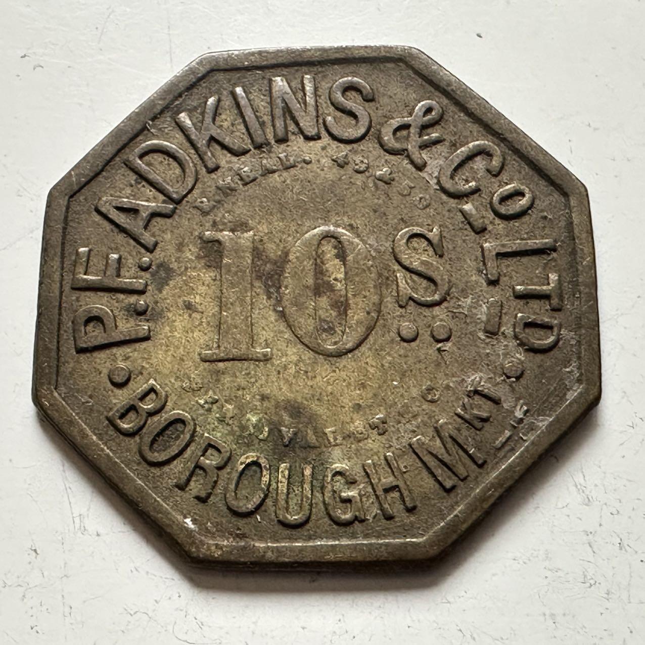 🌹外币初藏🌹🐯2025年第141场  每周二四六晚8️⃣点 接代拍 英国伦敦博罗市场上世纪初期10先令代用币 30毫米