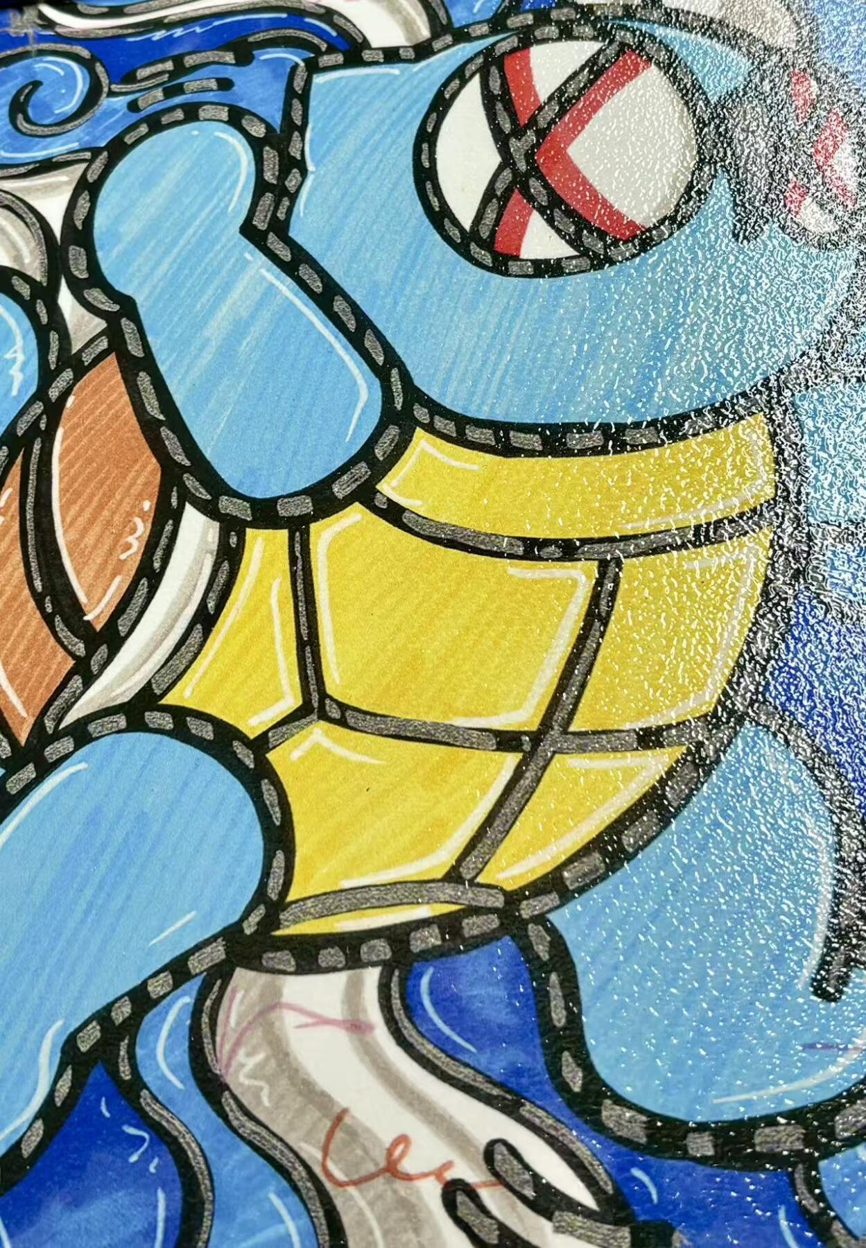 零元拍：歪歪 OWSON 系列作品装饰肌理画《宝可梦-杰尼龟》，相框尺寸35/35CM。因展品出展，镜框可能有轻微划痕，介意勿拍