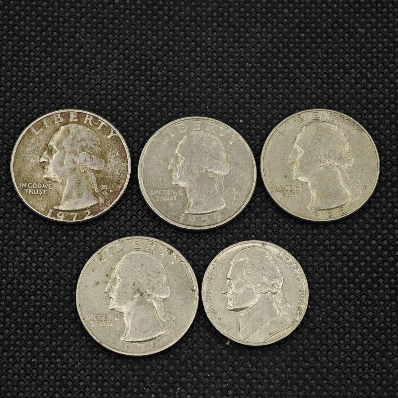 【淘币小摊】限时拍第八百三十二拍  散币场  满百包邮可预留两周  周一统一发货   美国5枚