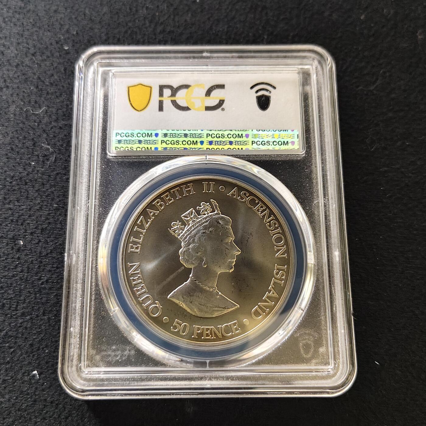 【全场包邮】纯粹捡漏拍487场（免费代拍第24场） 【收藏级·冠军分】阿松森群岛2000年50便士女王母亲伊丽莎白皇太后诞生100周年纪念币-PCGS MS67