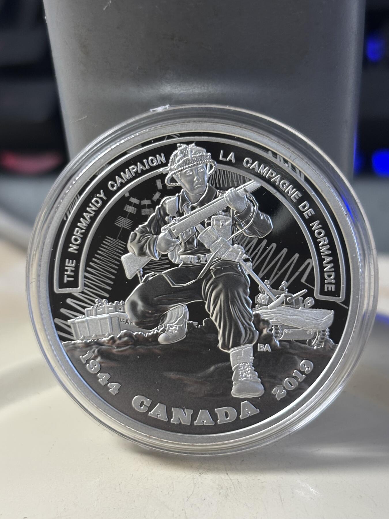 第186期拍卖 加拿大2019年二战前线系列7诺曼底战役1盎司银币，9999银，发行7500枚