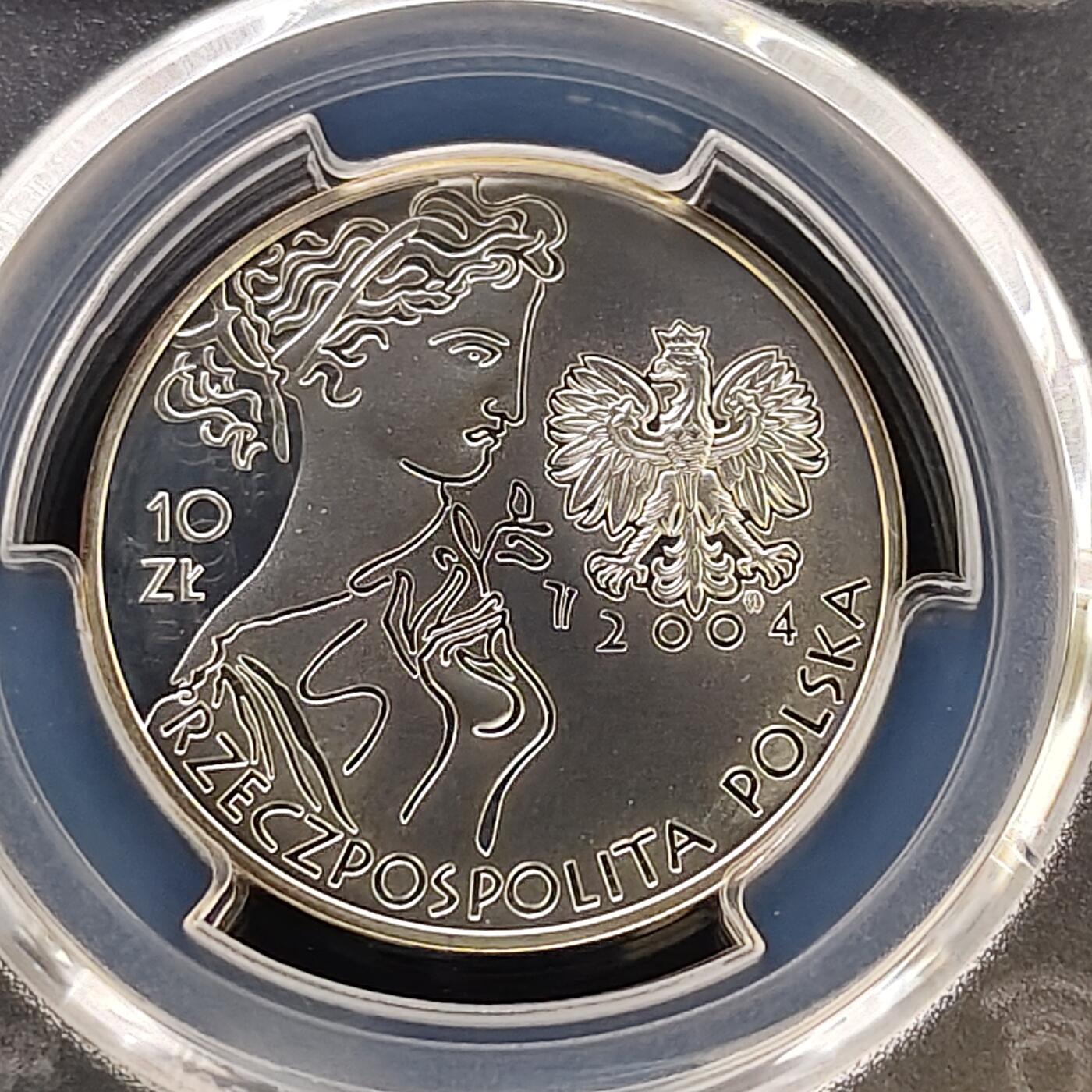 【全场包邮】纯粹捡漏拍487场（免费代拍第24场） 【收藏级·亚军分】波兰2004年10兹洛提雅典奥运会击剑精制纪念银币-PCGS PR68 DCAM（更高分仅1枚）