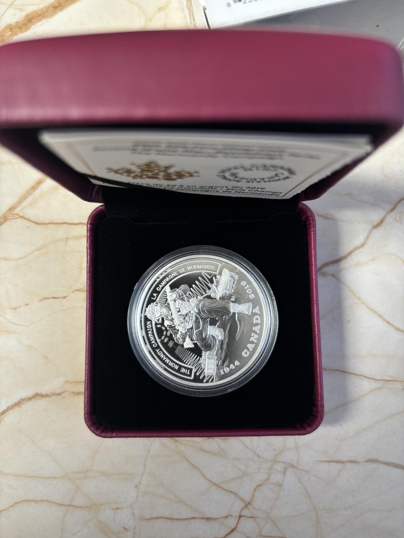 第186期拍卖 加拿大2019年二战前线系列7诺曼底战役1盎司银币，9999银，发行7500枚