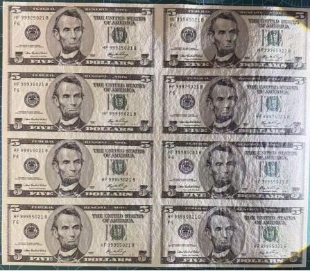 【礼羽收藏】🌏世界钱币拍卖第116期 美国2006年大头5元8连体钞