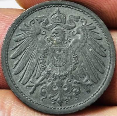 文馨钱币收藏第 285 场，【 长期接收代拍品】银币，评级币，散币场 - 未流通状态 1920 年德意志帝国一战时期  10 芬尼长翅鹰锌币 ，状态一流