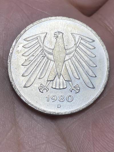 2025年第一百三十六场(总第一百六十二场）外国好品纸夹散币场(免佣金) - 联邦德国🇩🇪1980年5马克(D标，慕尼黑造)