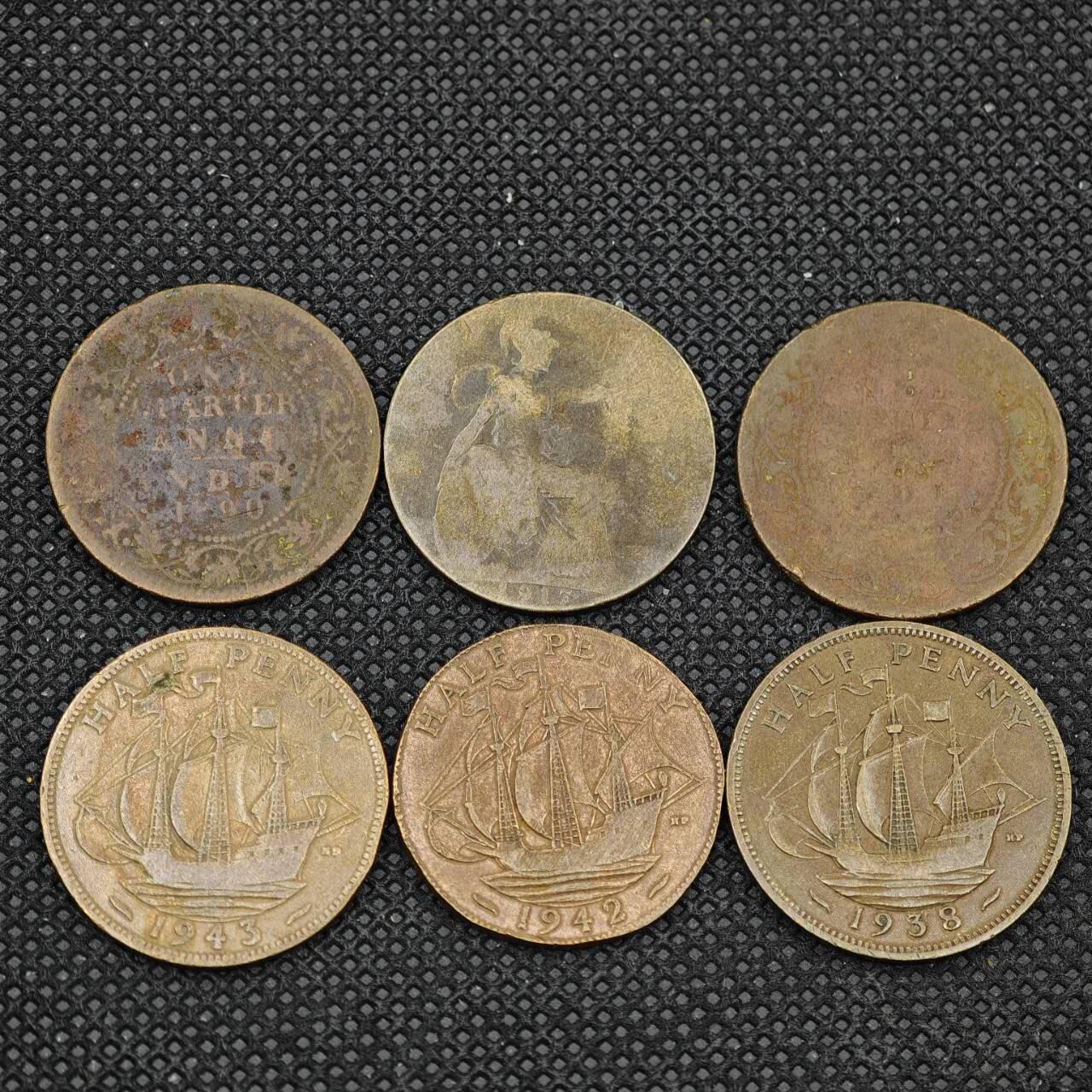 【淘币小摊】限时拍第八百三十二拍  散币场  满百包邮可预留两周  周一统一发货   印度英国铜币8枚