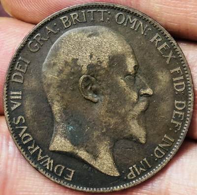 文馨钱币收藏第 285 场，【 长期接收代拍品】银币，评级币，散币场 - 美品1905 年英国爱德华七世 1 便士大铜币